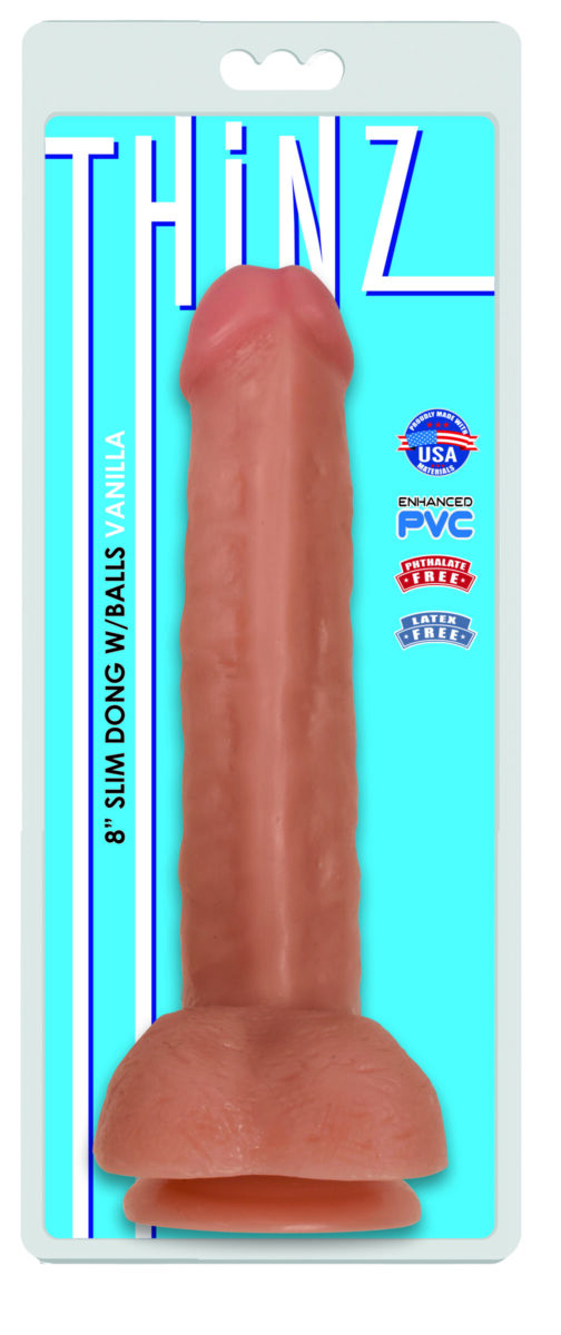 Thinz 8 Inch Slim Dildo with Balls - Light