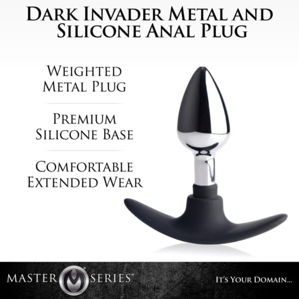 Dark Invader Metal and Silicone Anal Plug - Small