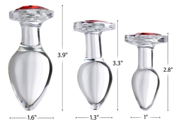 Red Heart Gem Glass Anal Plug Set Red Heart Gem Glass Anal Plug Set