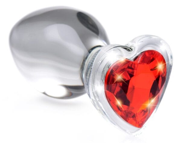 Red Heart Gem Glass Anal Plug - Medium Red Heart Gem Glass Anal Plug - Medium