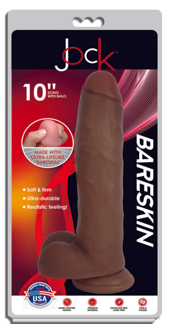 Jock Dark Bareskin Dildo with Balls - 10 Inch Jock Dark Bareskin Dildo with Balls - 10 Inch