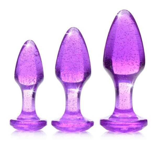 Glitter Gem Anal Plug Set - Purple Glitter Gem Anal Plug Set - Purple