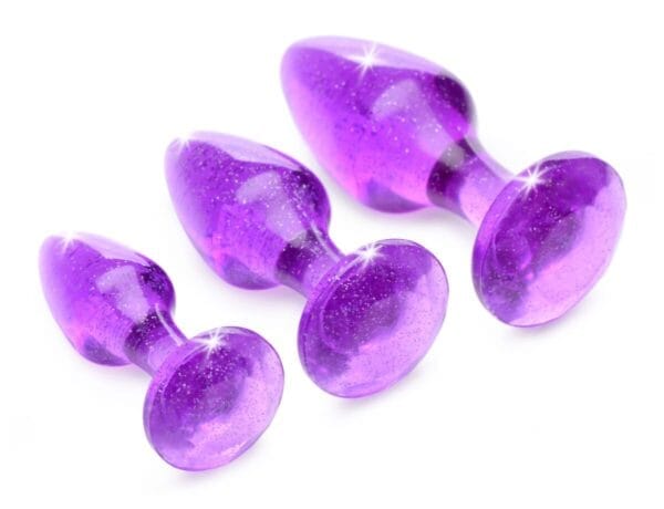Glitter Gem Anal Plug Set - Purple Glitter Gem Anal Plug Set - Purple