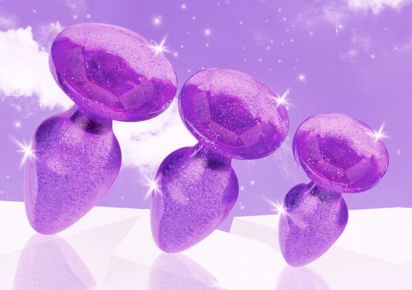 Glitter Gem Anal Plug Set - Purple Glitter Gem Anal Plug Set - Purple