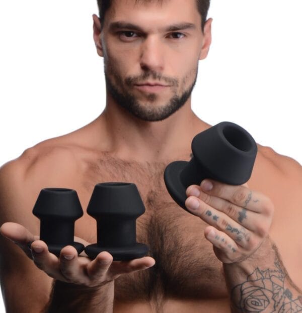 Gape-Grommets 3 Piece Hollow Silicone Anal Dilator Set Gape-Grommets 3 Piece Hollow Silicone Anal Dilator Set