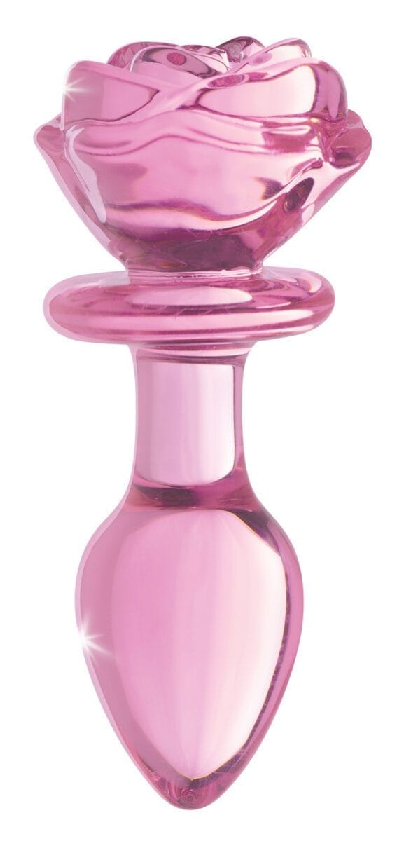 Pink Rose Glass Anal Plug - Medium Pink Rose Glass Anal Plug - Medium