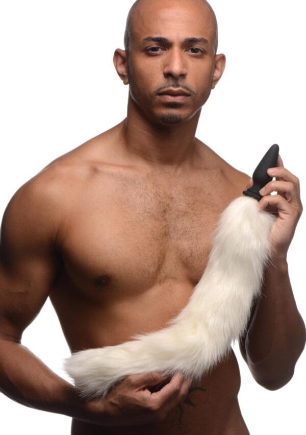 Small Anal Plug with Interchangeable Fox Tail - White Small Anal Plug with Interchangeable Fox Tail - White