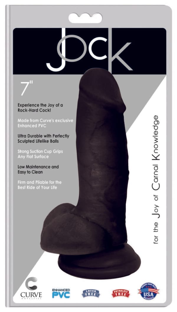 Jock 7 Inch Dildo with Balls - Black
