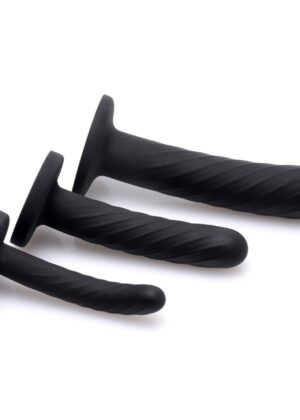 Trinity Strap-On Silicone 3 Piece Dildo Set - Black