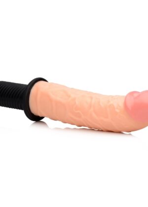 The Curved Dicktator 13 Mode Vibrating Giant Dildo Thruster - Flesh
