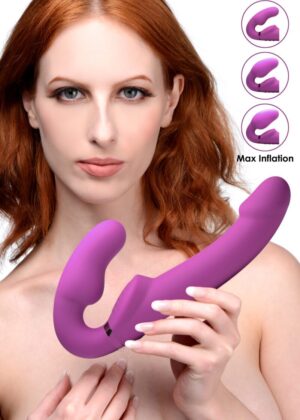 Worlds First Remote Control Inflatable Vibrating Silicone Ergo Fit Strapless Strap-On