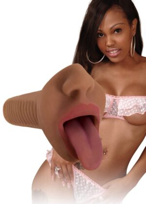 Mistress Mercedes Vibrating Mouth Stroker- Brown