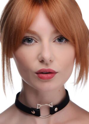 Kinky Kitty Ring Slim Choker - Black