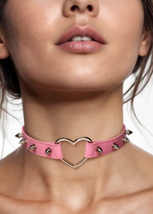 Spiked Heart Choker - Pink