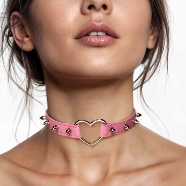 Spiked Heart Choker - Pink Spiked Heart Choker - Pink
