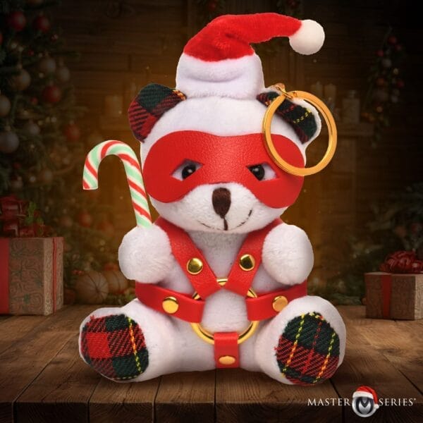 Holiday Bondage Bear Keychain - White Holiday Bondage Bear Keychain - White