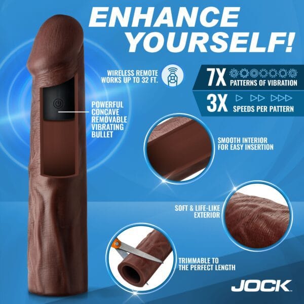 Enhancers Vibrating Penis Extension w/ Remote - Dark Enhancers Vibrating Penis Extension w/ Remote - Dark