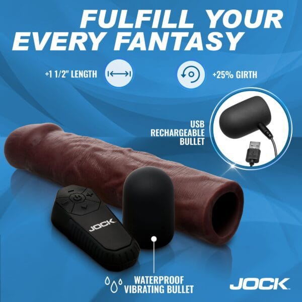 Enhancers Vibrating Penis Extension w/ Remote - Dark Enhancers Vibrating Penis Extension w/ Remote - Dark