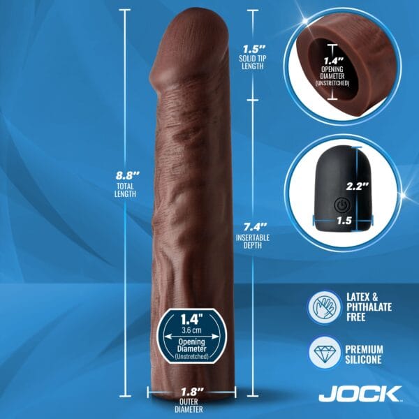 Enhancers Vibrating Penis Extension w/ Remote - Dark Enhancers Vibrating Penis Extension w/ Remote - Dark