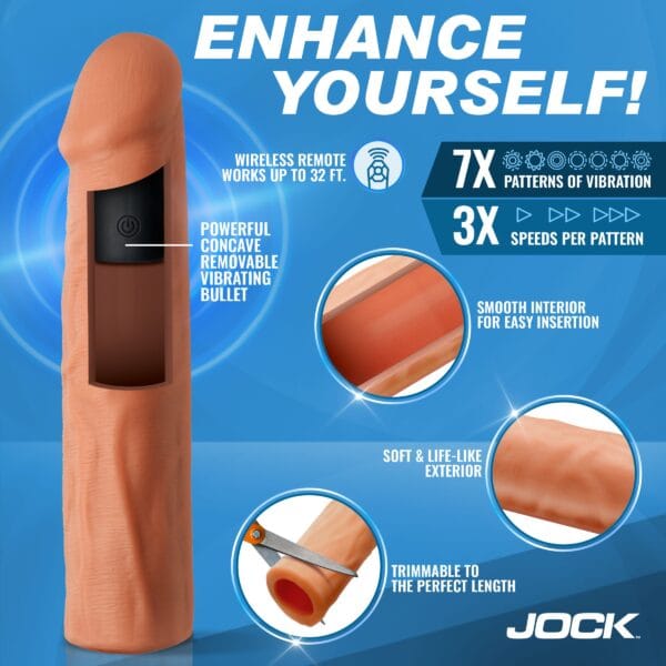 Enhancers Vibrating Penis Extension w/ Remote - Light Enhancers Vibrating Penis Extension w/ Remote - Light