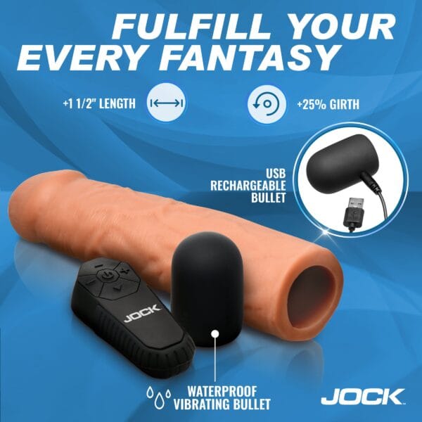 Enhancers Vibrating Penis Extension w/ Remote - Light Enhancers Vibrating Penis Extension w/ Remote - Light