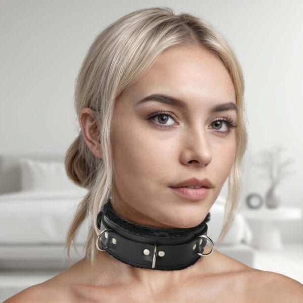 Strict Leather Premium Fur Lined Locking Collar- SM Strict Leather Premium Fur Lined Locking Collar- SM
