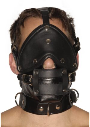 Strict Leather Premium Muzzle with Blindfold and Gags
