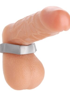 Silver Hex Heavy Duty Cock Ring and Ball Stretcher