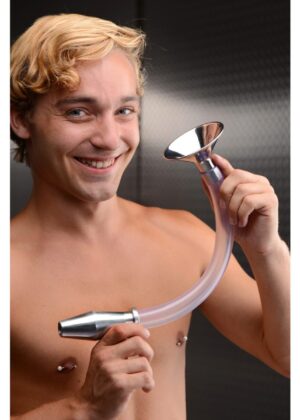 Stainless Steel Ass Funnel with Hollow Anal Plug