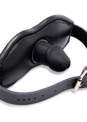 Leather Padded Silicone Penis Mouth Gag