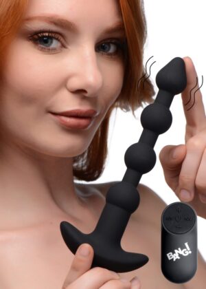 Remote Control Vibrating Silicone Anal Beads - Black