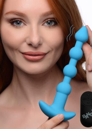 Remote Control Vibrating Silicone Anal Beads - Blue