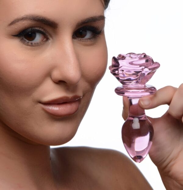 Pink Rose Glass Anal Plug - Medium Pink Rose Glass Anal Plug - Medium