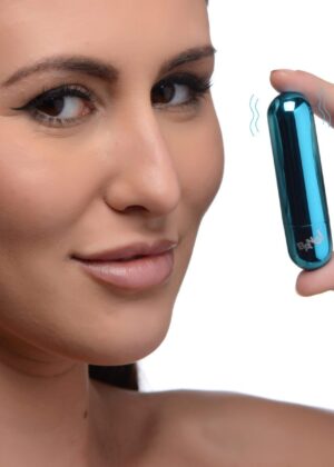10X Rechargeable Vibrating Metallic Bullet - Blue