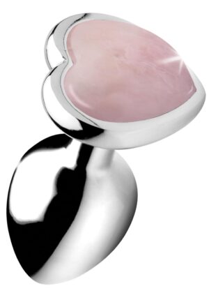 Authentic Rose Quartz Gemstone Heart Anal Plug - Small
