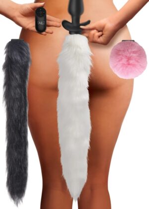 Vibrating Silicone Anal Plug with 3 Interchangeable Tails