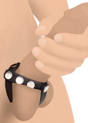 Leather Snap-on Cock Harness - Black