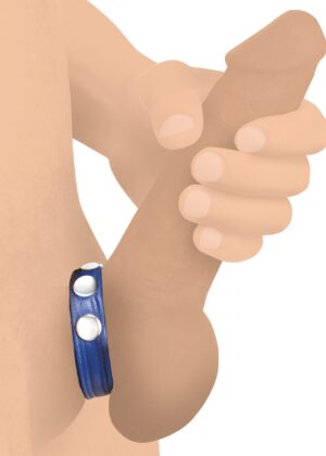 Leather Speed Snap Cock Ring - Blue