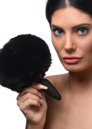 Small Anal Plug with Interchangeable Bunny Tail - Black