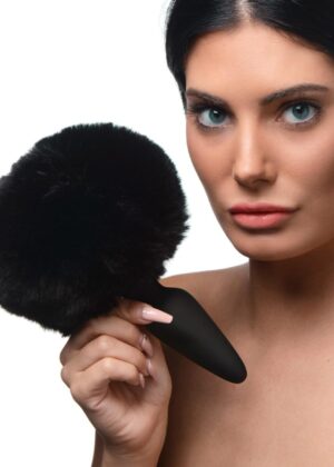 Large Anal Plug with Interchangeable Bunny Tail - Black