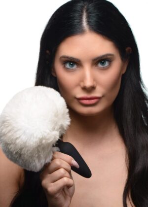 Large Anal Plug with Interchangeable Bunny Tail - White