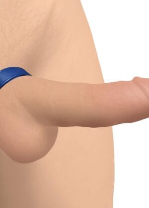 Velcro Leather Cock Ring - Blue