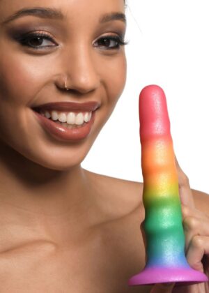 Zigzag Rainbow Silicone Dildo