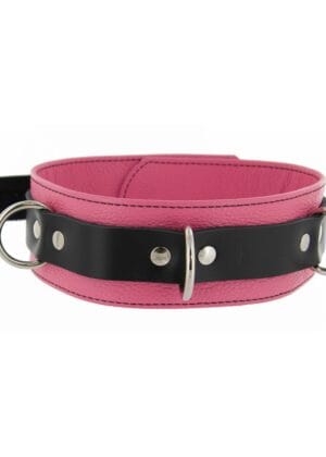 Strict Leather Deluxe Locking Collar - Pink and Black