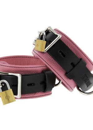 Strict Leather Pink and Black Deluxe Locking Ankle Cuffs