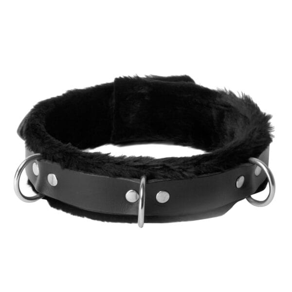 Strict Leather Narrow Fur Lined Locking Collar Strict Leather Narrow Fur Lined Locking Collar