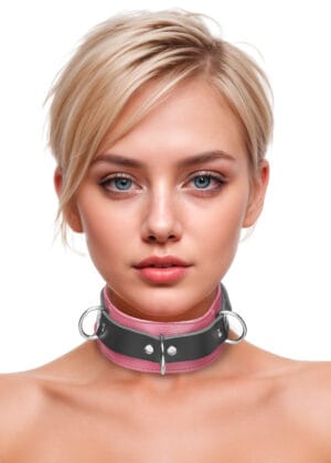 Strict Leather Deluxe Locking Collar - Pink and Black
