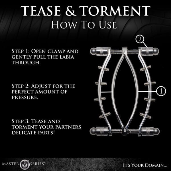Spread Em Stainless Steel Poker Labia Clamp with Adjustable Pressure Screws