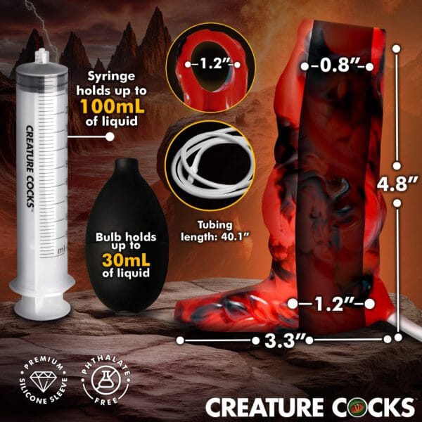 Hell Hound Squirting Silicone Penis Enhancer - Red Hell Hound Squirting Silicone Penis Enhancer - Red
