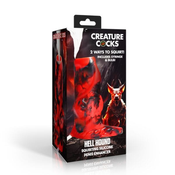 Hell Hound Squirting Silicone Penis Enhancer - Red Hell Hound Squirting Silicone Penis Enhancer - Red